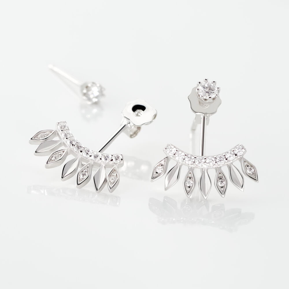 Bijoux D'oreilles Yannique Argent Blanc Oxyde De Zirconium - Piercings d'oreilles Femme | Marc Orian