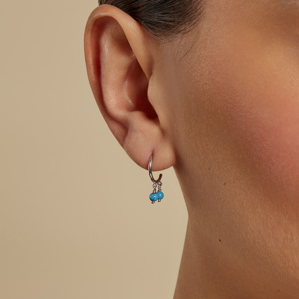 Créoles Riona Argent Blanc Turquoise - Créoles Femme | Marc Orian