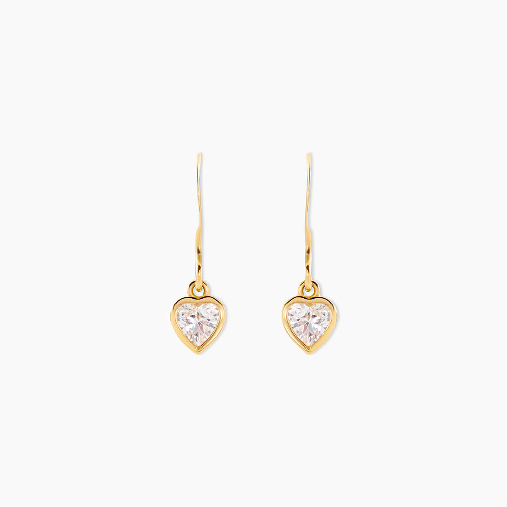 Boucles D'Oreilles Pendantes Gredel Argent Dor&eacute; A L'Or 750/1000 Oxyde De Zirconium - Pendantes Femme | Marc Orian