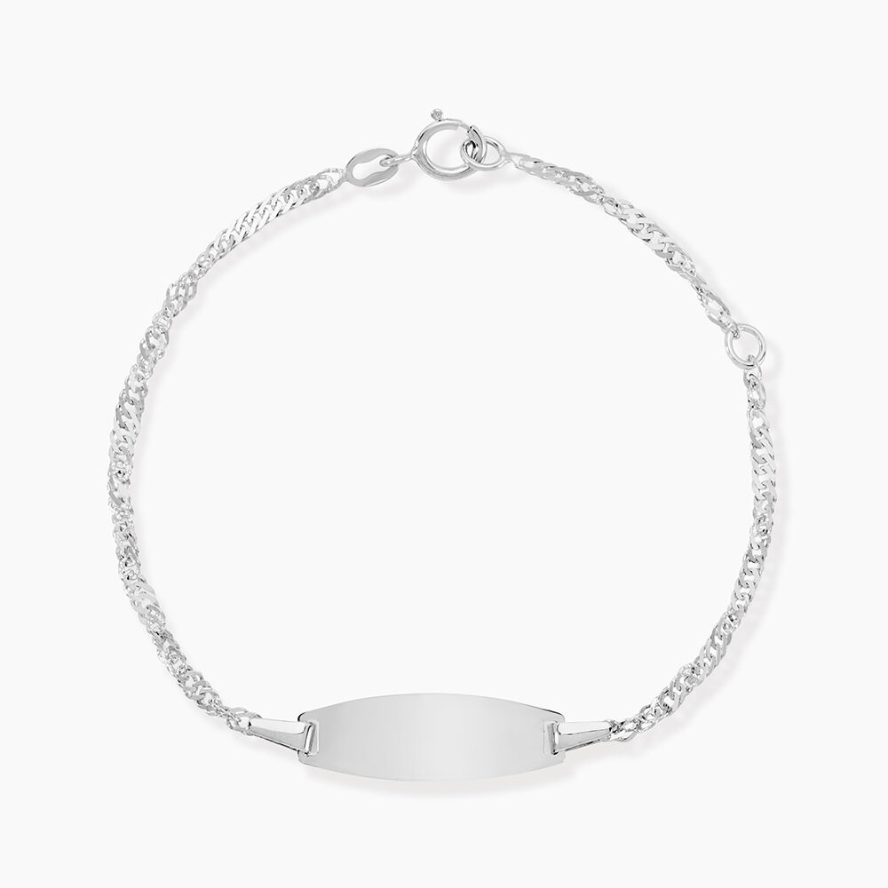 Bracelet Identit&eacute; Ericka Maille Singapour Or Blanc - Gourmettes Enfant | Marc Orian