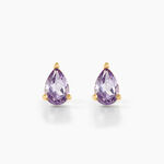 Boucles D'oreilles Puces Goutte Or Jaune Am&eacute;thyste - Puces Femme | Marc Orian