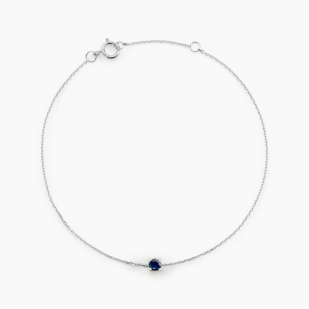 Bracelet Or Blanc Onora Saphir - Bracelets chaînes Femme | Marc Orian