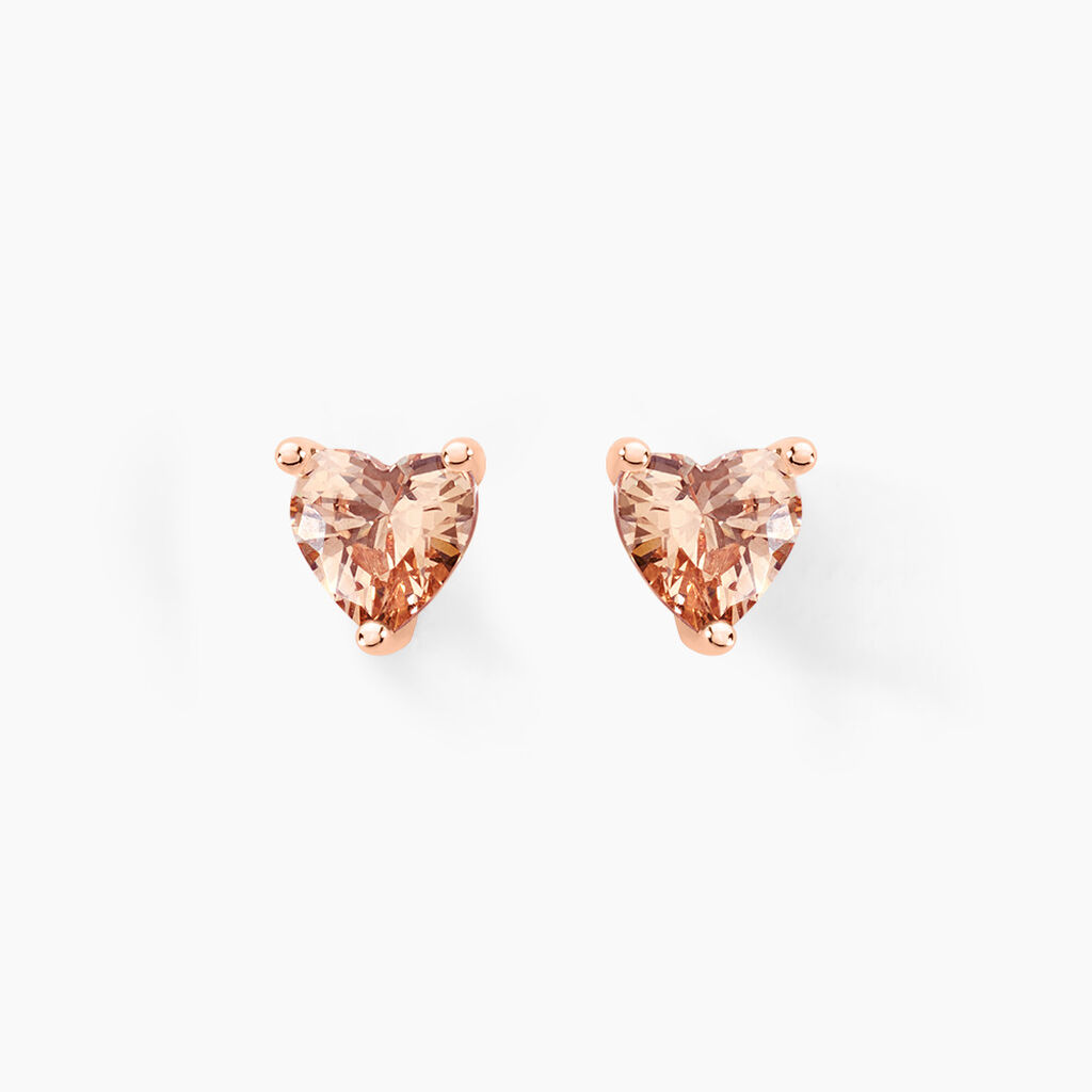 Boucles D'oreilles Puces Kelvyn Argent Rose Oxyde De Zirconium - Puces Femme | Marc Orian
