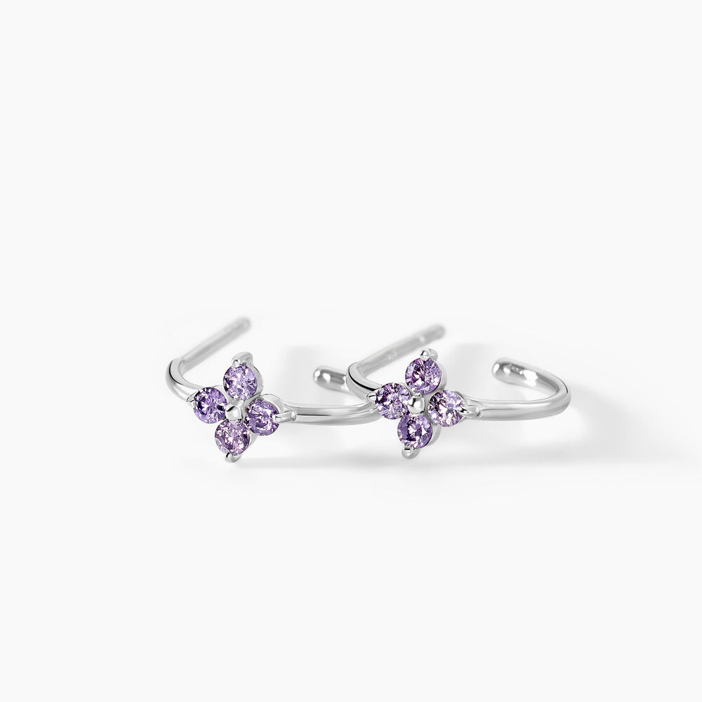 Creoles Argent Blanc Blossom Bash Oxyde De Zirconium - Cr&eacute;oles Femme | Marc Orian