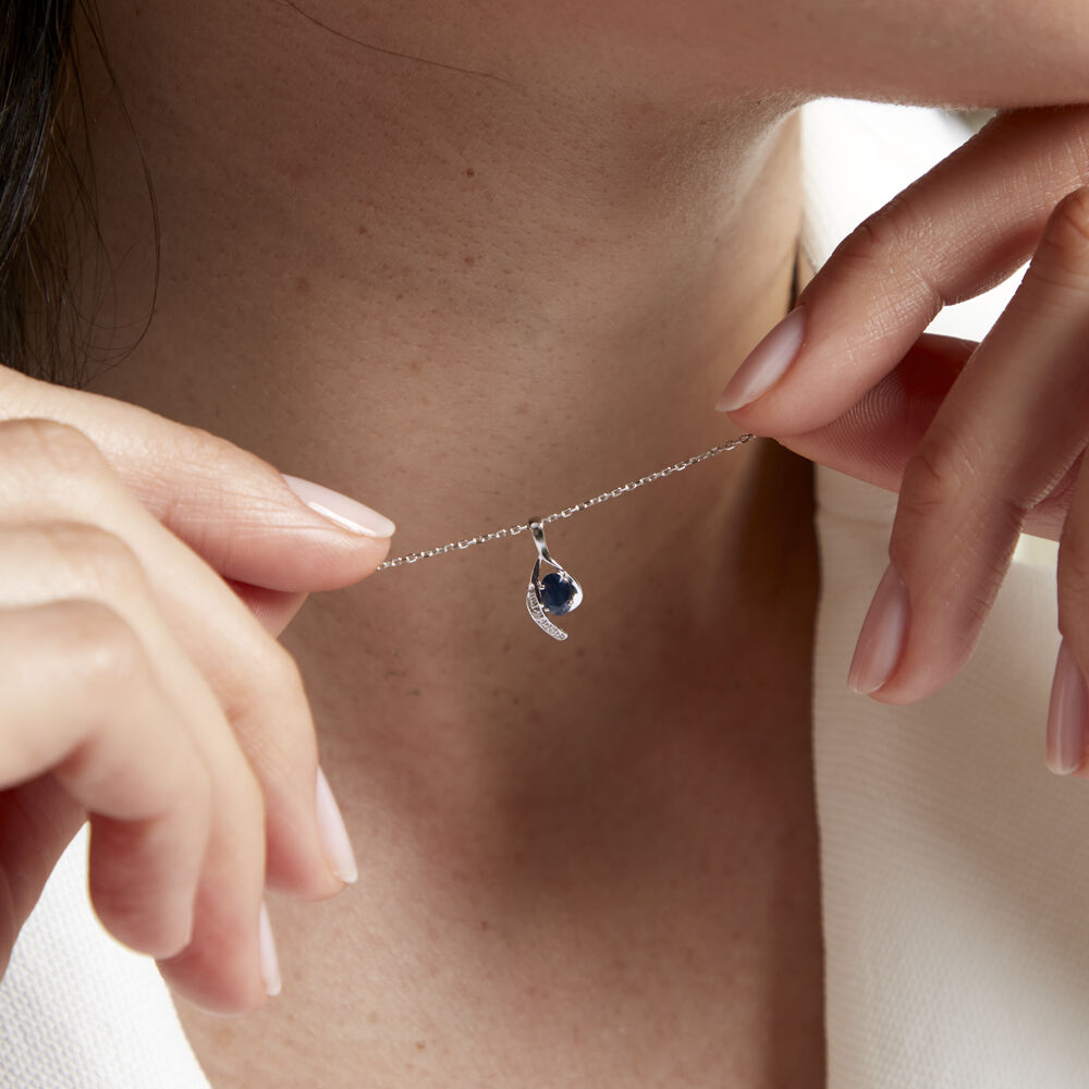 Collier Emotion Or Blanc Saphir Diamant - Colliers avec pierres Femme | Marc Orian