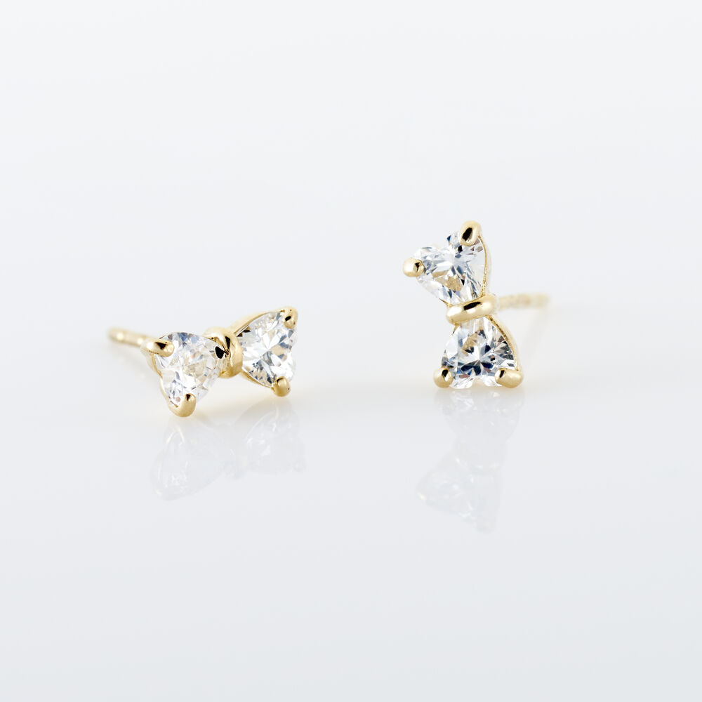 Boucles D'oreilles Puces Elara Noeud Or Jaune Oxyde De Zirconium - Puces Femme | Marc Orian