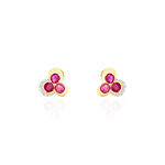 Boucles D'oreilles Puces Orchidea Or Jaune Diamant Et Rubis - Puces Femme | Marc Orian