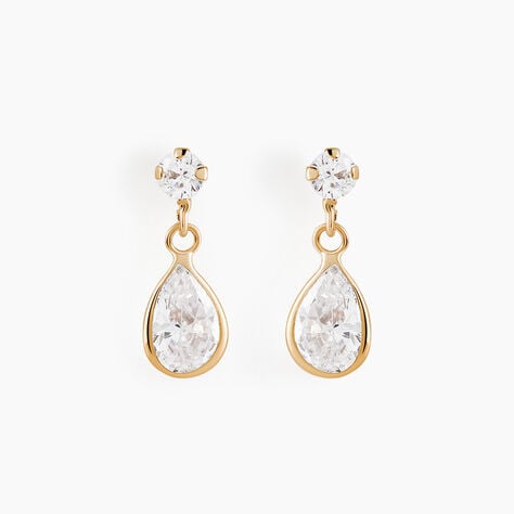 Boucles D'oreilles Pendantes Lika Or Jaune Oxyde De Zirconium - Pendantes Femme | Marc Orian