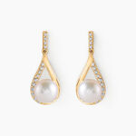 Boucles D'oreilles Pendantes Helin Or Jaune Perle De Culture Et Oxyde - Boucles d'oreilles mariage Femme | Marc Orian