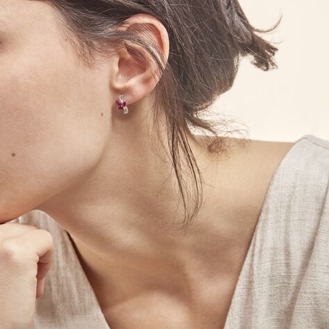 Boucles D'oreilles Puces Angie Or Blanc Diamant Et Rubis - Clous d'oreilles Femme | Marc Orian