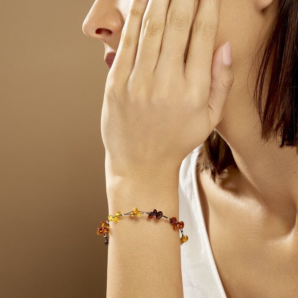 Bracelet Argent Blanc Helier Ambres - Bracelets Pierre Femme | Marc Orian