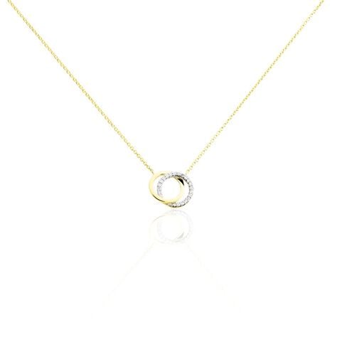 ABSOLU Damen Collier Gold Bicolor 375 (9 Karat) Diamant Wei&szlig; 0,07 ct Kreis - Colliers avec pierres Femme | Marc Orian