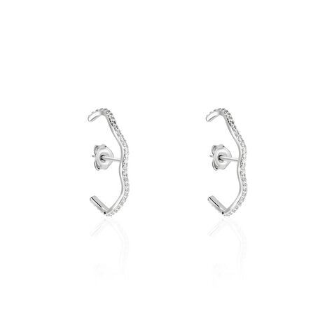 Boucles D'oreilles Lowri Argent Blanc Oxyde De Zirconium - Créoles Femme | Marc Orian
