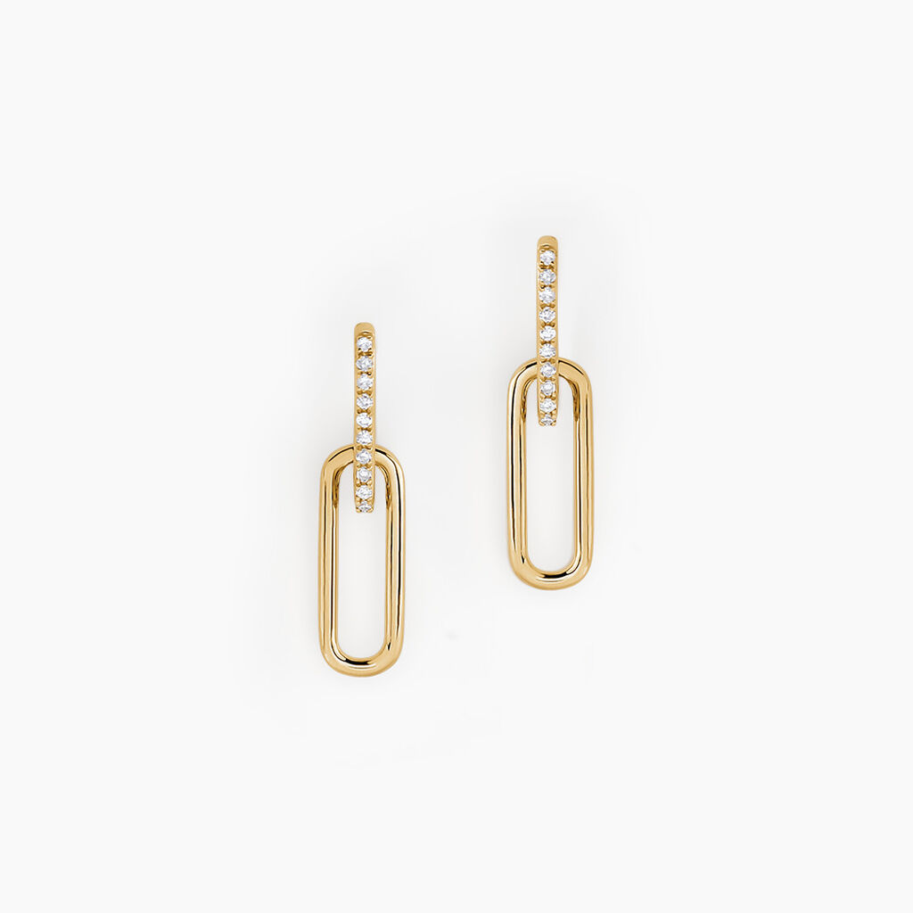 Boucles D'oreilles Pendantes Liaisons Precieuses Or Jaune Diamant - Pendantes Femme | Marc Orian