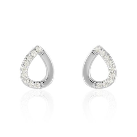 Boucles D'oreilles Puces Argent Blanc Tancelin Oxydes De Zirconium - Puces Femme | Marc Orian