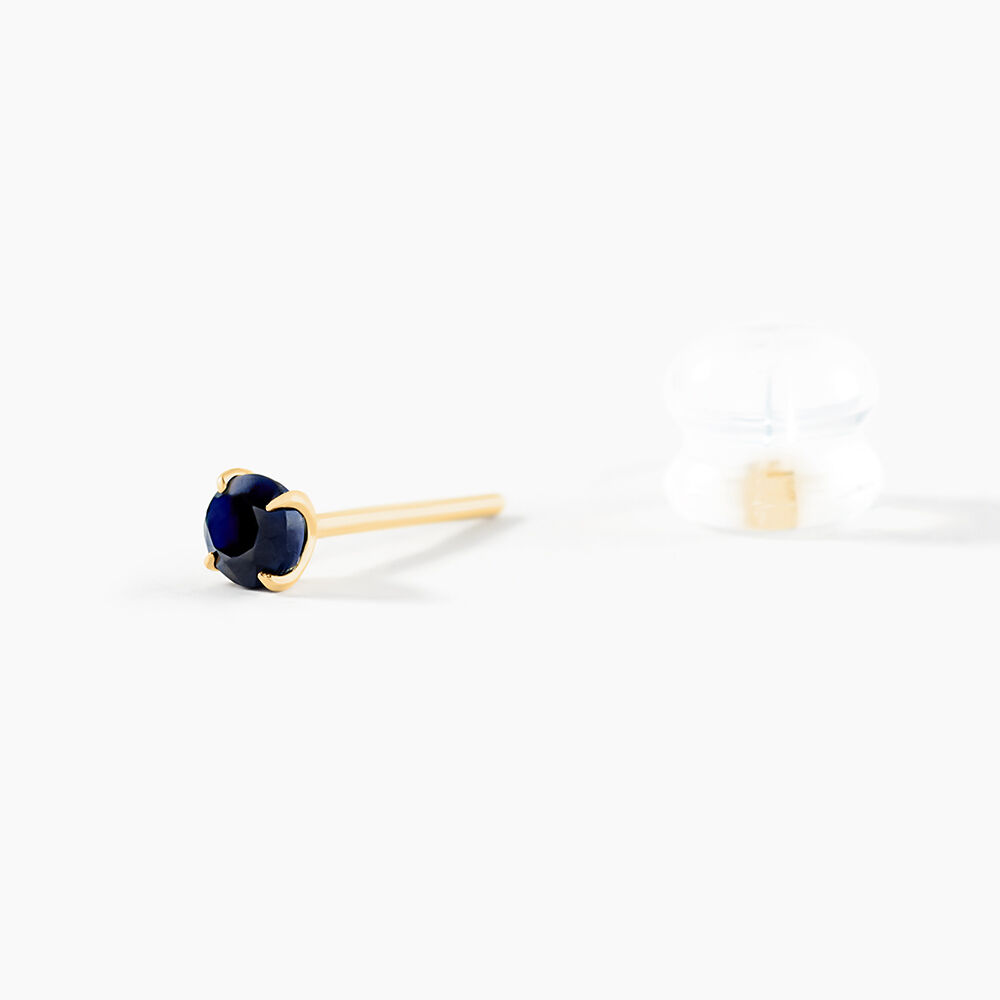 Boucles D'oreilles Puces Elea Serti Griffe Or Jaune Saphir - Puces Femme | Marc Orian