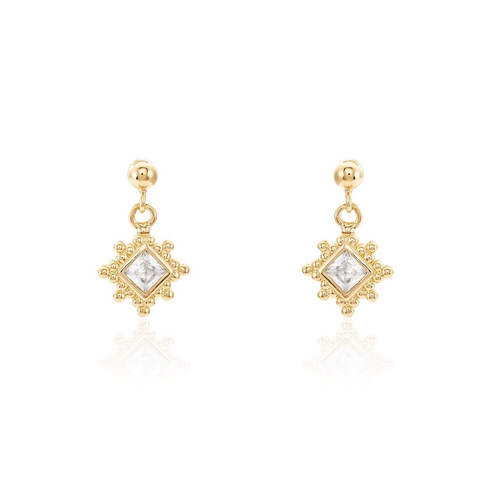 Boucles D'oreilles Pendantes Bobbie Plaqué Or Jaune Oxyde De Zirconium - Pendantes Femme | Marc Orian