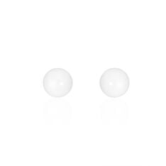 Boucles D'oreilles Puces Solene Argent Blanc Céramique - Clous d'oreilles Femme | Marc Orian