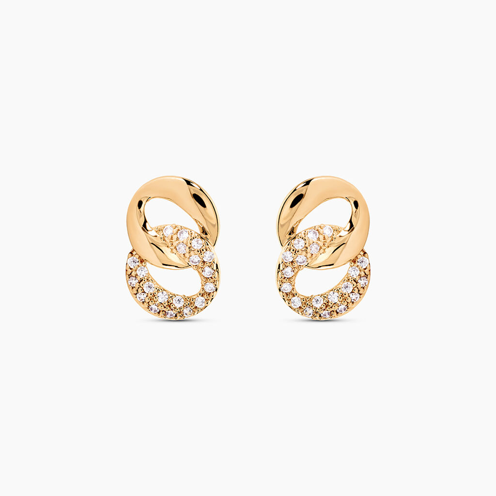 Boucles D'oreilles Puces Plaqu&eacute; Or Jaune Amato Oxydes De Zirconium - Puces Femme | Marc Orian
