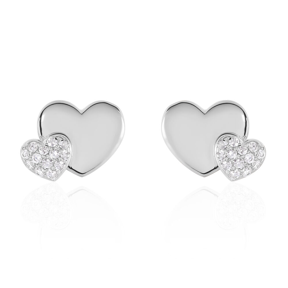 Boucles D'oreilles Puces Flamen Argent Blanc Oxyde De Zirconium - Puces Femme | Marc Orian