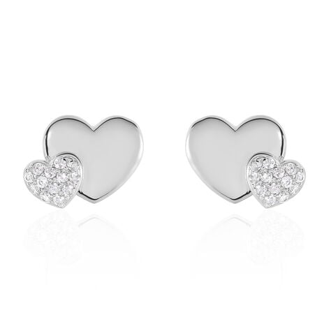 Boucles D'oreilles Puces Flamen Argent Blanc Oxyde De Zirconium - Puces Femme | Marc Orian