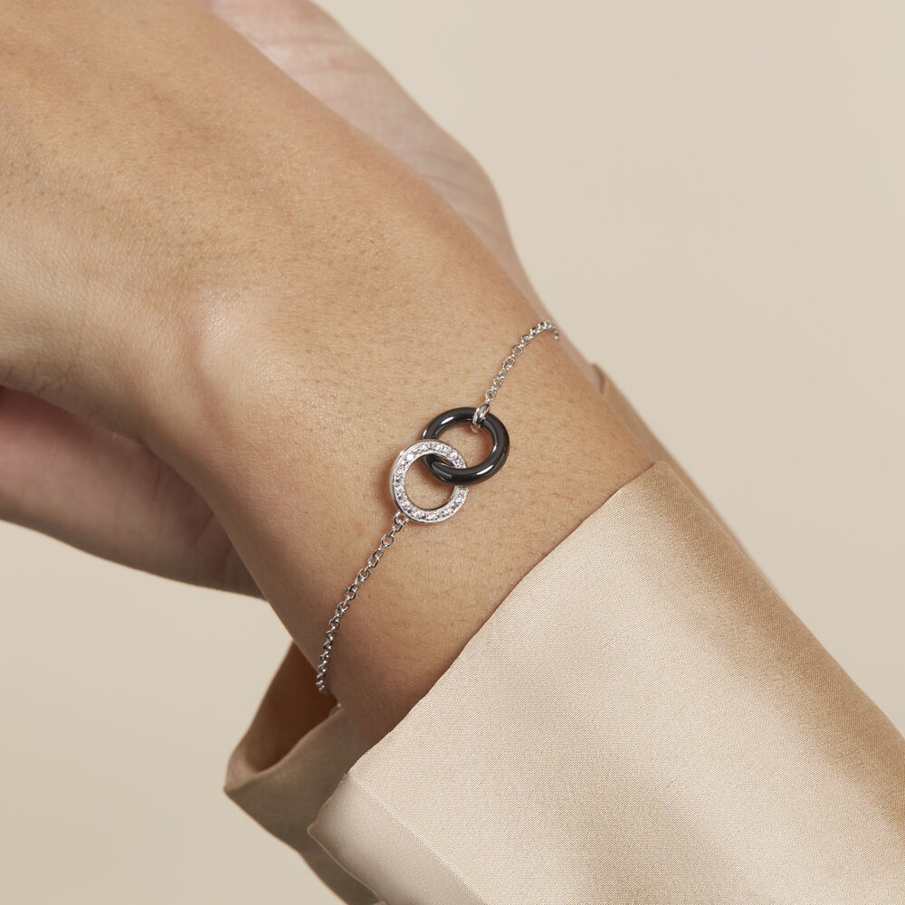 Bracelet Dina Argent Blanc Céramique Et Oxyde De Zirconium - Bracelets Anneaux Entrelaces Femme | Marc Orian