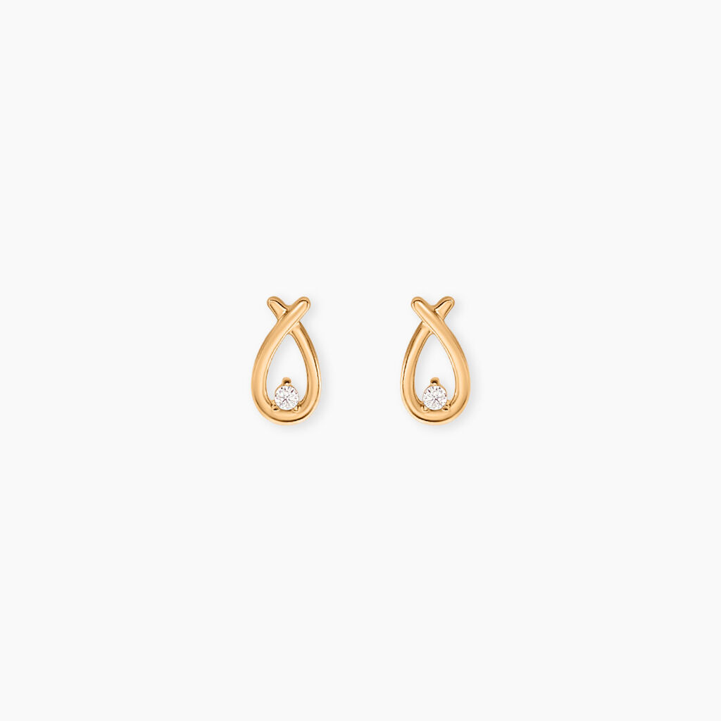 Boucles D'Oreilles Puces Le&iuml;na Plaqu&eacute; Or Jaune Oxyde De Zirconium - Puces Femme | Marc Orian
