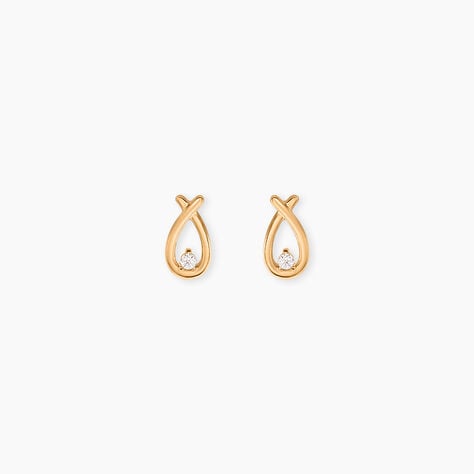 Boucles D'Oreilles Puces Le&iuml;na Plaqu&eacute; Or Jaune Oxyde De Zirconium - Puces Femme | Marc Orian