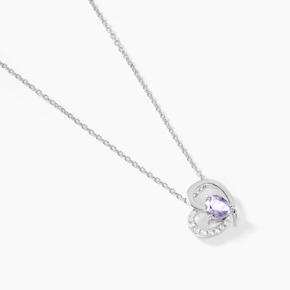 Collier Eliana Or Blanc Amethyste Et Oxyde De Zirconium - Colliers avec pierres Femme | Marc Orian