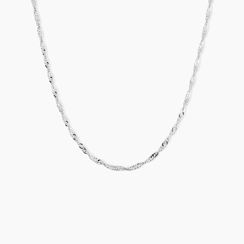 Cha&icirc;ne Imanie Maille Singapour Or Blanc - Colliers ras du cou Femme | Marc Orian