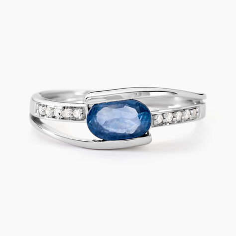Bague Viyan Or Blanc Saphir Et Diamant - Solitaires Femme | Marc Orian
