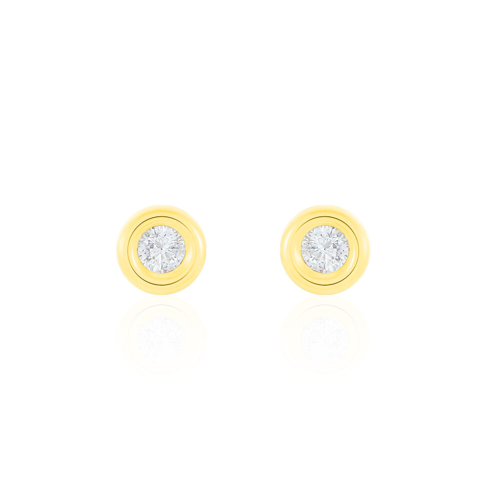 Boucles D'oreilles Puces Eden Serti Pneu Or Jaune Oxyde De Zirconium - Puces Femme | Marc Orian