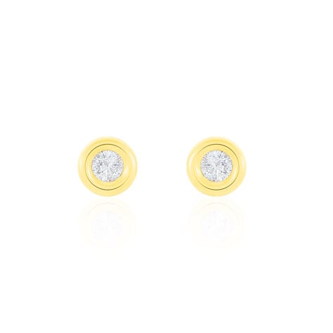 Boucles D'oreilles Puces Eden Serti Pneu Or Jaune Oxyde De Zirconium - Puces Femme | Marc Orian