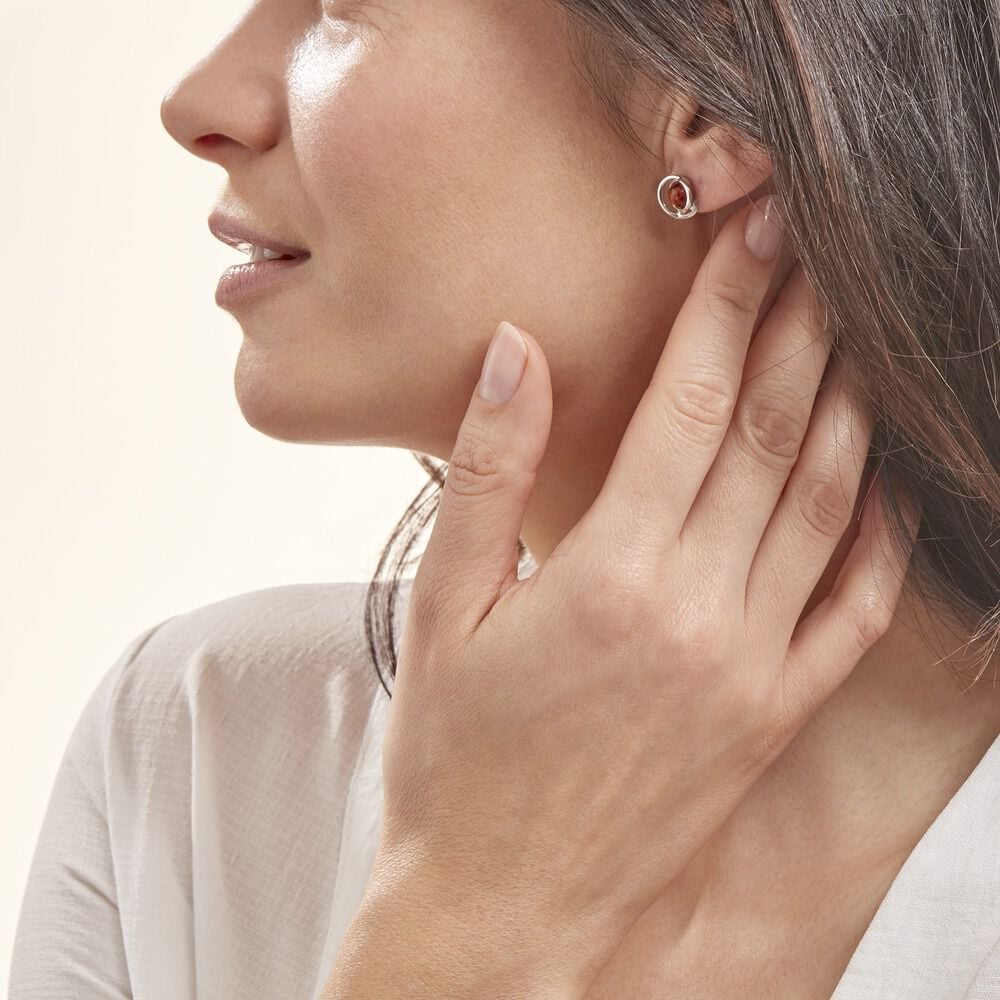 Boucles D'oreilles Argent Blanc Franjo Ambre - Pendantes Femme | Marc Orian