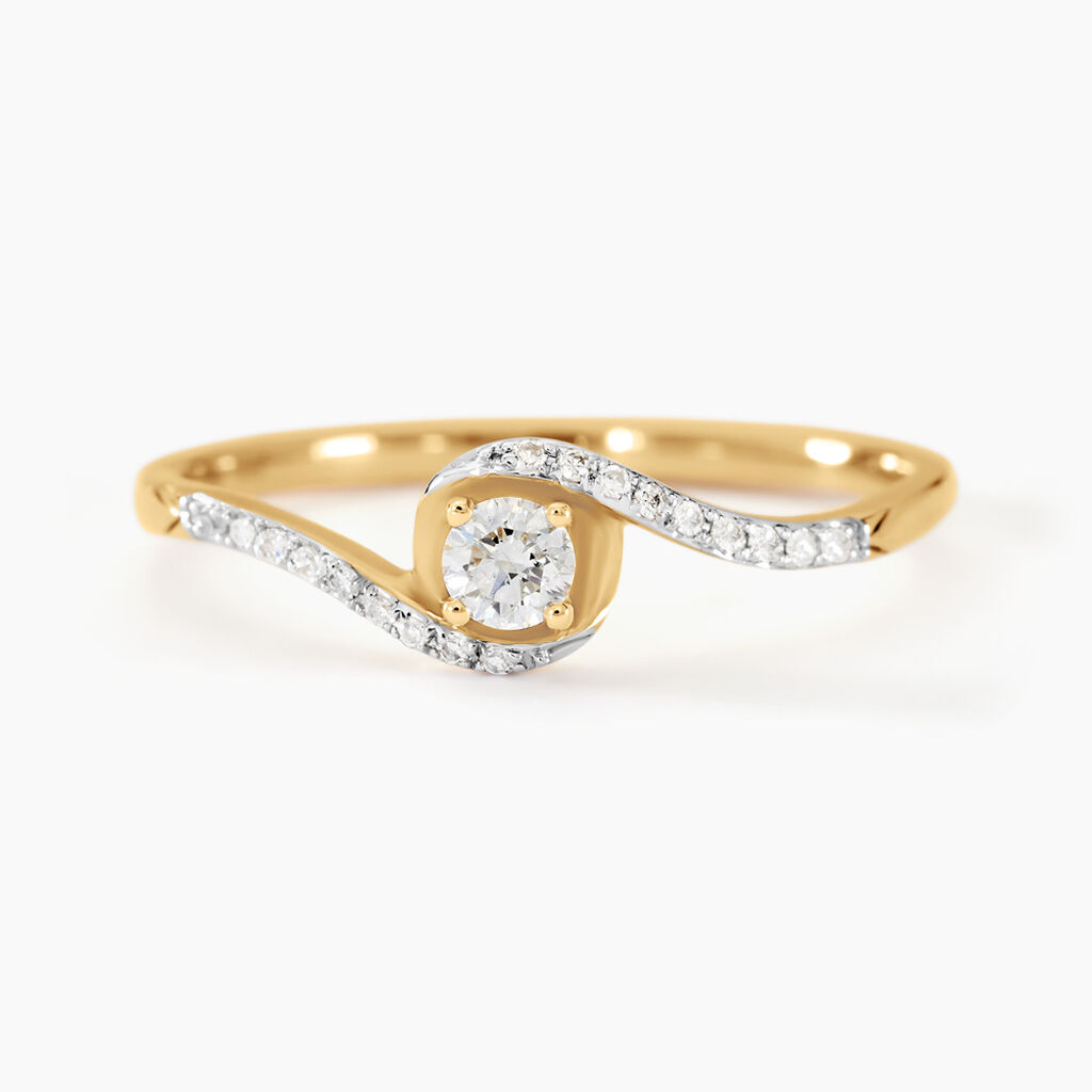 Bague Vrille Accompagnee Or Jaune Diamant - Parures de mariage Femme | Marc Orian