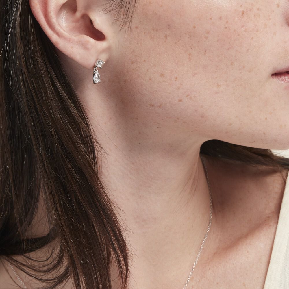 Boucles D'oreilles Pendantes Argent Blanc Braidy Oxydes De Zirconium - Pendantes Femme | Marc Orian