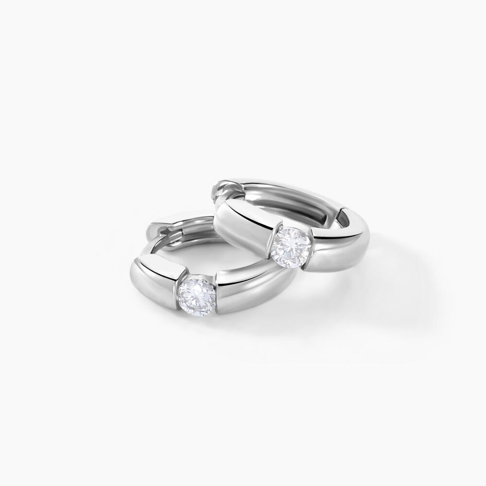 Créoles Aretha Argent Blanc Diamant Synthétique - Créoles Femme | Marc Orian