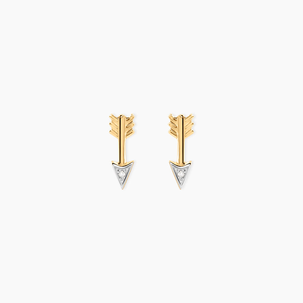 Boucles D'Oreilles Puces Fiorenzo Or Jaune Diamant - Puces Femme | Marc Orian