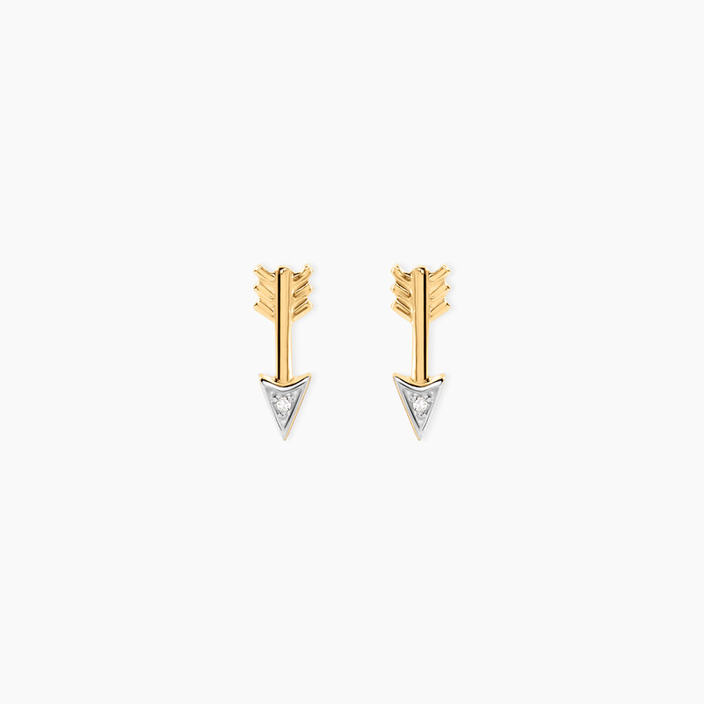Boucles D'Oreilles Puces Fiorenzo Or Jaune Diamant - Puces Femme | Marc Orian