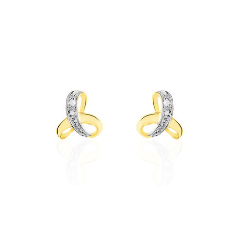 Boucles D'oreilles Puces Volute Or Jaune Diamant - Clous d'oreilles Femme | Marc Orian