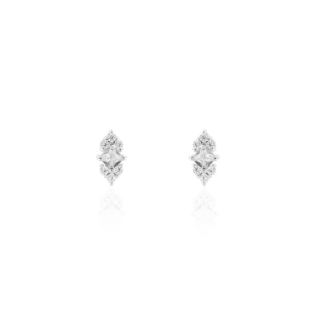 Boucles D'oreilles Puces Mascaret Argent Blanc Oxyde De Zirconium - Puces Femme | Marc Orian