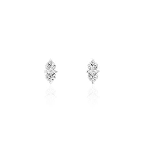 Boucles D'oreilles Puces Mascaret Argent Blanc Oxyde De Zirconium - Puces Femme | Marc Orian