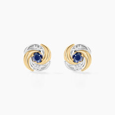 Boucles D'oreilles Puces Potentille Or Jaune Saphir - Clous d'oreilles Femme | Marc Orian