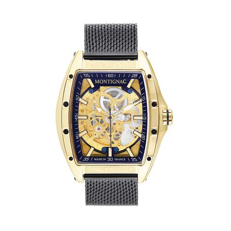 Montre Montignac Tonneau Automatique Noir - Montres automatiques Homme | Marc Orian