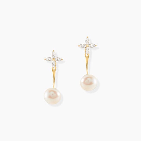 Bijoux D'oreilles Norah Or Jaune Perle De Culture Et Oxyde - Piercings d'oreilles Femme | Marc Orian