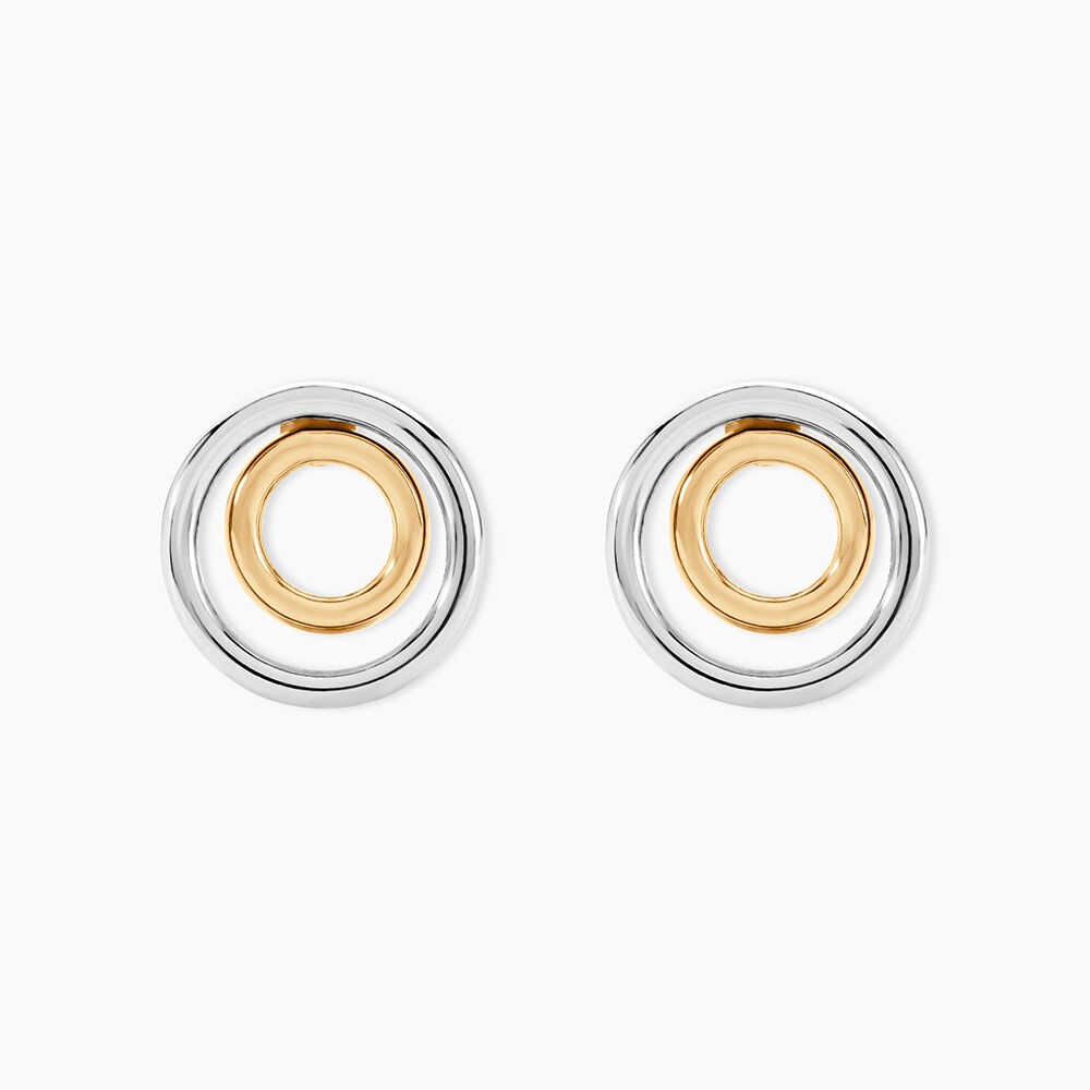 Boucles D'oreilles Pendantes Berangere Double Cercles Or Bicolore - Pendantes Femme | Marc Orian