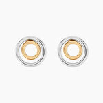 Boucles D'oreilles Pendantes Berangere Double Cercles Or Bicolore - Pendantes Femme | Marc Orian