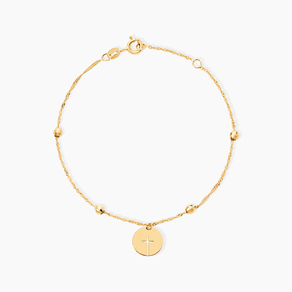 Bracelet Cobeia Croix Maille For&ccedil;at Or Jaune - Bracelets Medailles Femme | Marc Orian