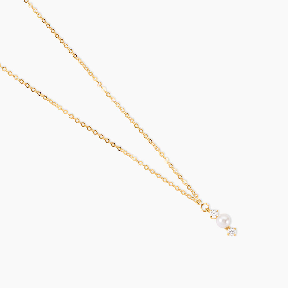 Collier Or Jaune Audrea Perle De Culture Oxydes De Zirconium - Colliers avec pierres Enfant | Marc Orian
