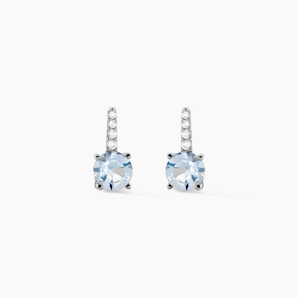 Bijoux D'oreilles Monroe Or Blanc Topaze Oxyde De Zirconium - Puces Femme | Marc Orian